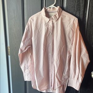 J. Crew tan and white Gingham Button-Down Shirt